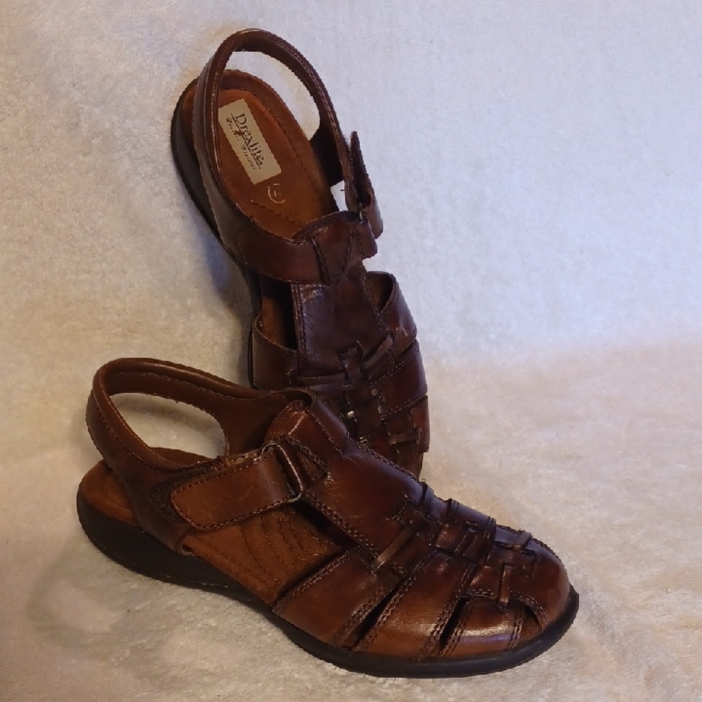 Brown Leather Sandals Women"s Size 7.5 Drexlite